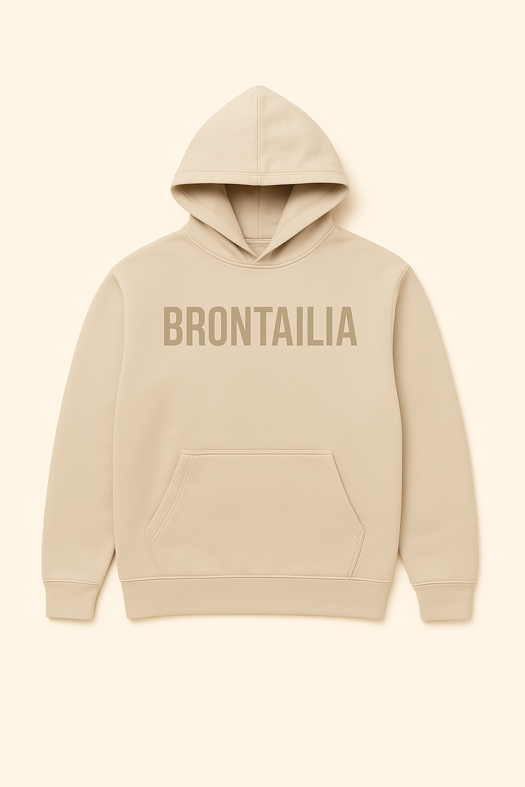 Brontailia Classic Hoodie Cream Edition – front view